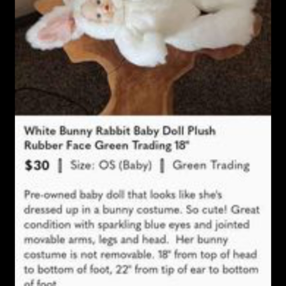 NURSERY, BABY SHOWER, SPRING ADORABLE ANNE GEDDES VINTAGE LG "BUNNY" BABY DOLL - Picture 10 of 10